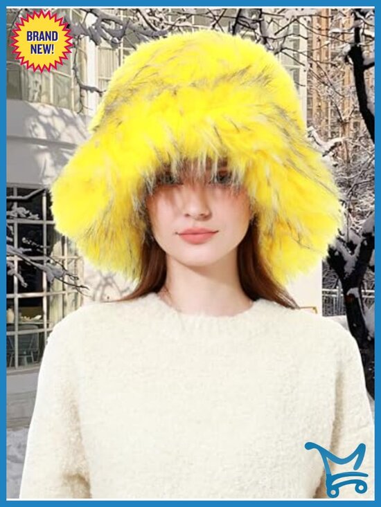 Faux Fur Bucket Hat for Winter Fluffy Warm Ladies Fisherman Cap main image 4